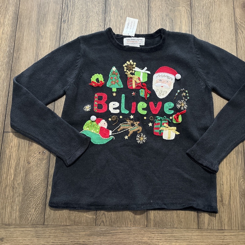 Tiara International Christmas Collection NWT Size Small Knit Ugly Sweater Party